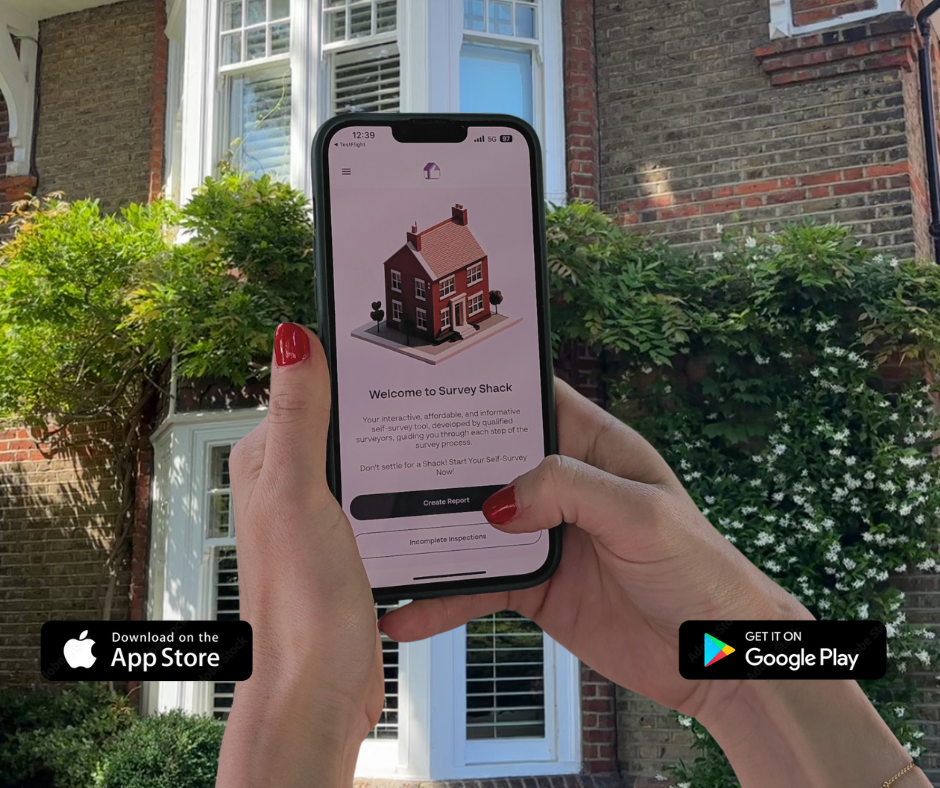 Survey Shack app in use outside a property