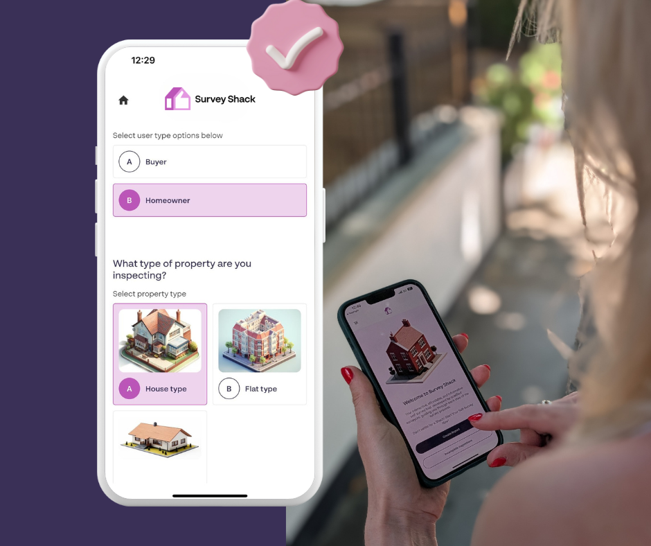 Survey Shack app — select user type and property type