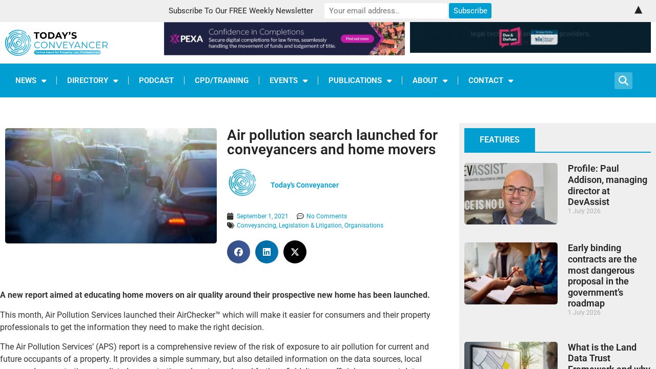 Air pollution search launched for conveyancers and home movers