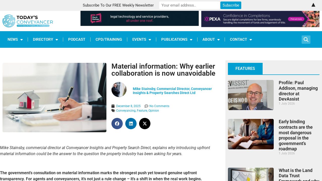 Material information: Why earlier collaboration is now unavoidable